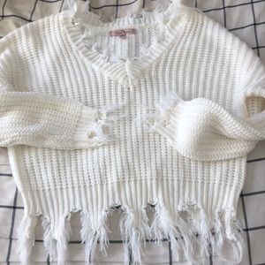 Love Tree frayed sweater